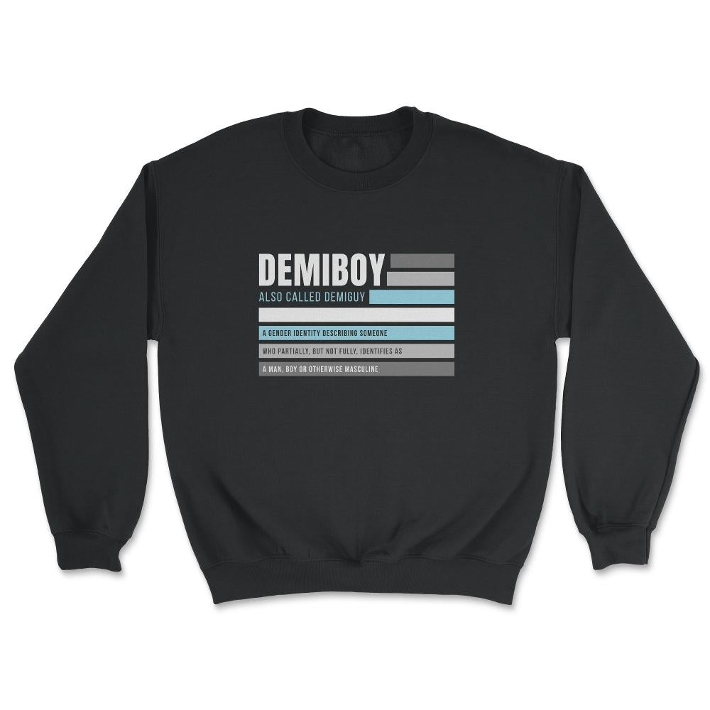 Demiboy Definition Male & Agender Color Flag Pride graphic - Unisex Sweatshirt - Black