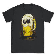 Halloween Beer Mug Skull Spooky Cemetery Humor Unisex T-Shirt - Black