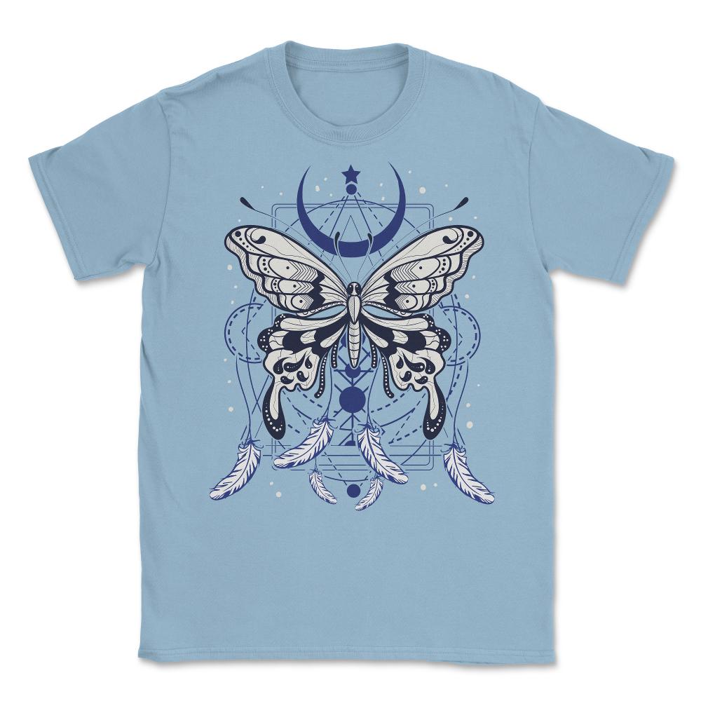 Butterfly Dreamcatcher Boho Mystical Esoteric Art print Unisex T-Shirt - Light Blue