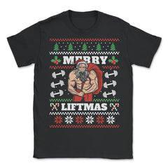 Merry Liftmas Christmas Pun Ugly graphic Style design - Unisex T-Shirt - Black