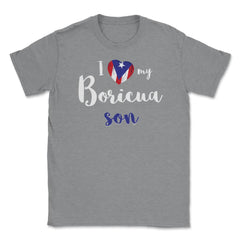 I love my Boricua Son Valentine T-Shirt Unisex T-Shirt - Grey Heather