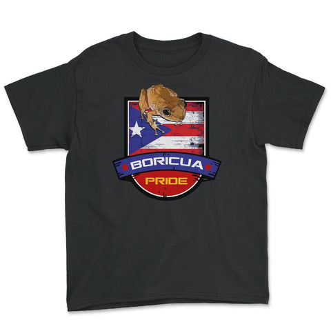 Boricua Pride Coqui & Puerto Rico Flag T-Shirt  & Gifts Youth Tee - Black