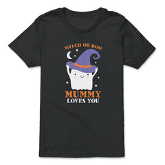 Witch or Boo Mummy Loves You Halloween Reveal graphic - Premium Youth Tee - Black