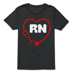 RN Heart Stethoscope Nurse Registered Nurse Practitioner graphic - Premium Youth Tee - Black