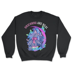 Kawaii Pastel Goth Unicorn Anime Girl Unicorns Are Real product - Unisex Sweatshirt - Black