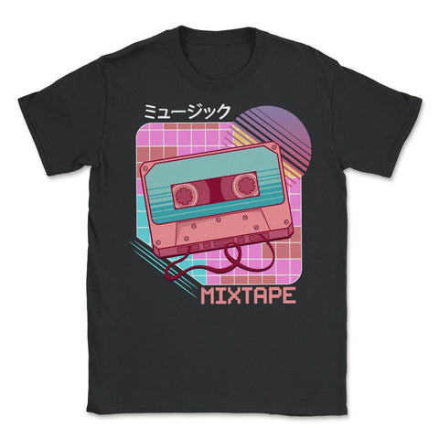 Mixtape Japanese Aesthetic Cassette Vaporwave 80’s & 90’s design - Unisex T-Shirt - Black