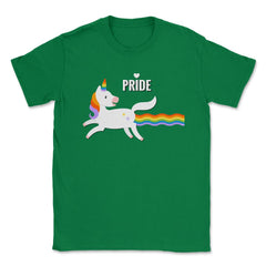 Rainbow Unicorn Gay Pride Month t-shirt Shirt Tee Gift Unisex T-Shirt - Green