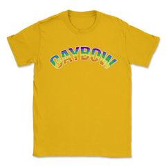 Gaybow Rainbow Word Art Gay Pride t-shirt Shirt Tee Gift Unisex - Gold