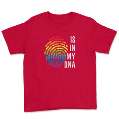 Is In My DNA Rainbow Flag Gay Pride Fingerprint Design design Youth - Red