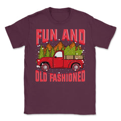 Fun Old fashioned Christmas Retro Vintage Truck Funny  Unisex T-Shirt - Maroon