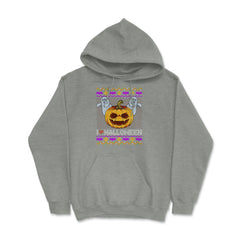 Spooky Jack O-Lantern Ugly Halloween Sweater Hoodie - Grey Heather