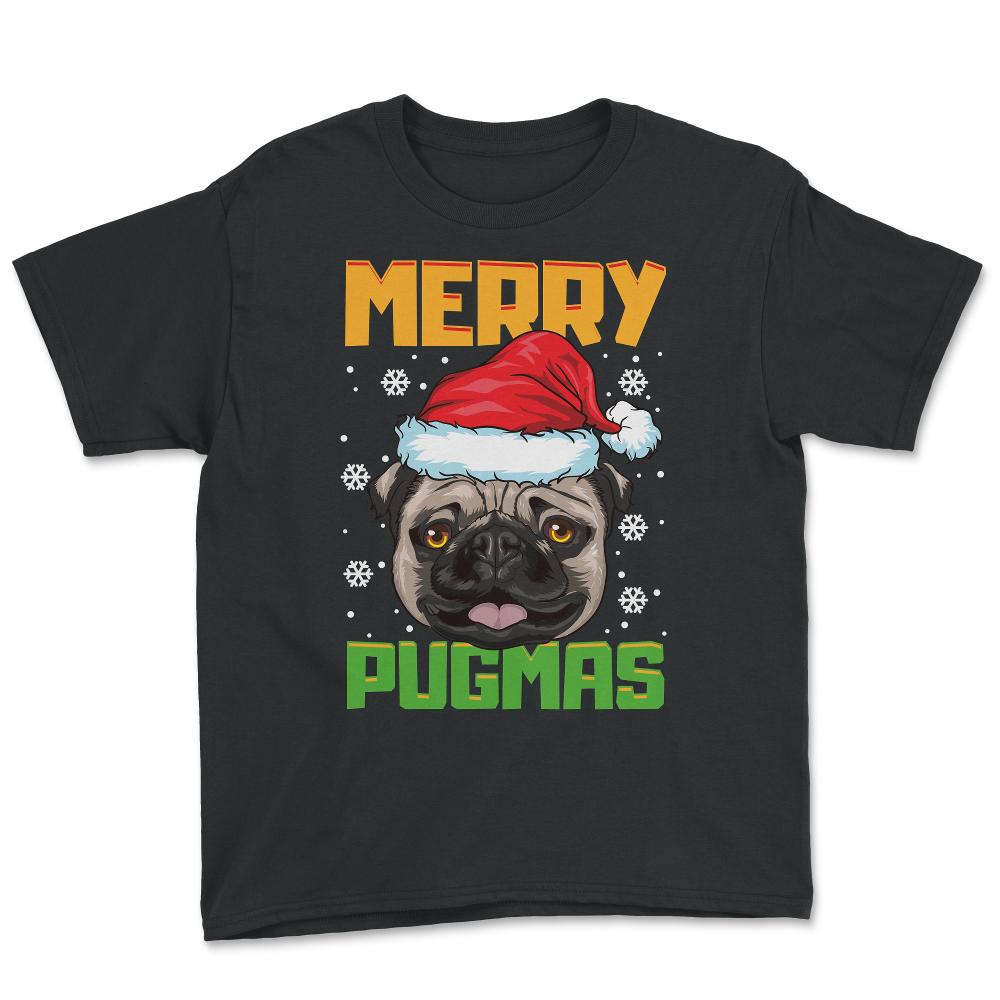 Merry Pugmas Santa Pug Xmas Funny Pun Gift product - Youth Tee - Black