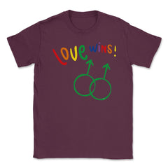 Love wins! Men t-shirt Gay Pride Month Shirt Tee Gift Unisex T-Shirt - Maroon