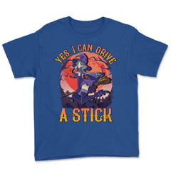 Yes, I can drive a stick Cute Anime Witch design Youth Tee - Royal Blue