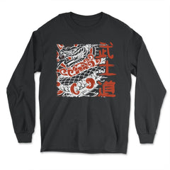Japanese Snake Vintage American Traditional Tattoo Style Art graphic - Long Sleeve T-Shirt - Black