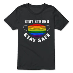 Gay Rainbow Pride Flag Mask Stay Strong Stay Safe Awareness product - Premium Youth Tee - Black