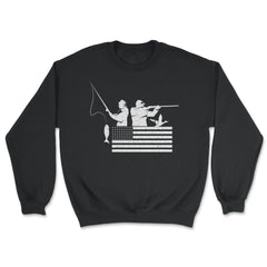 Fishing And Hunting USA Flag Patriotic Fisherman Hunter print - Unisex Sweatshirt - Black
