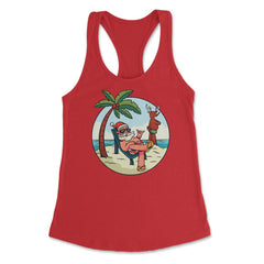 Summer Santa Claus at the Beach Tropical Vacations Funny print - Red