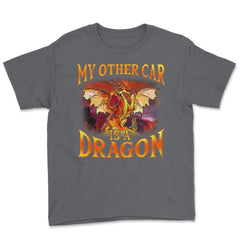 My Other Car is a Dragon Hilarious Art For Fantasy Fans print Youth - Smoke Grey