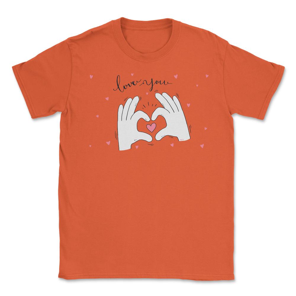 Love you Hand Sign Valentine T-Shirt  Unisex T-Shirt - Orange