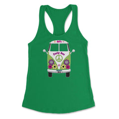 Retro 60s Party Bus Hippie Flower Girls Van print Tee Gift Women's - Kelly Green