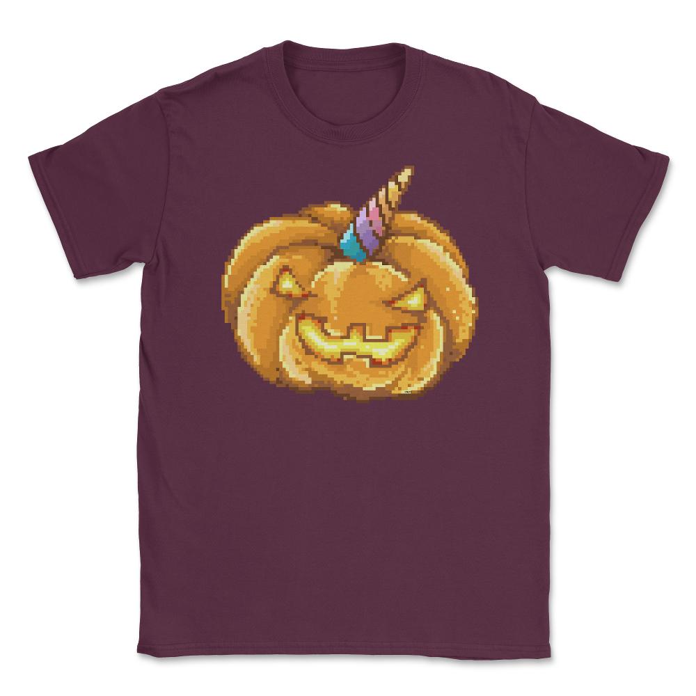 Jack O Unicorn Pumpkin Halloween T Shirt Gifts Unisex T-Shirt - Maroon