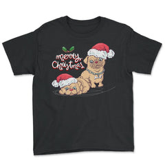 Merry Christmas Doggies Funny Humor T-Shirt Tee Gift Youth Tee - Black