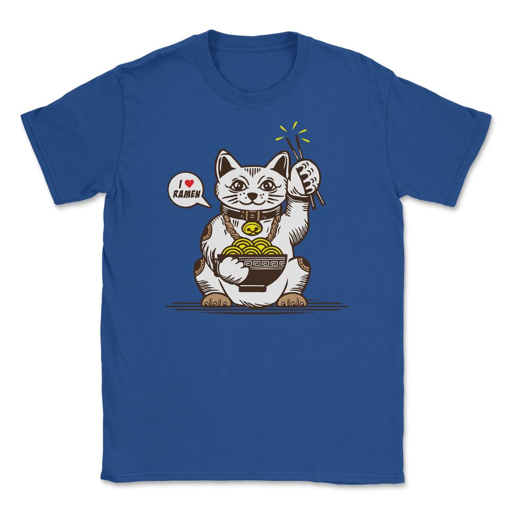 Ramen Lover Cat Funny Gift print Unisex T-Shirt - Royal Blue
