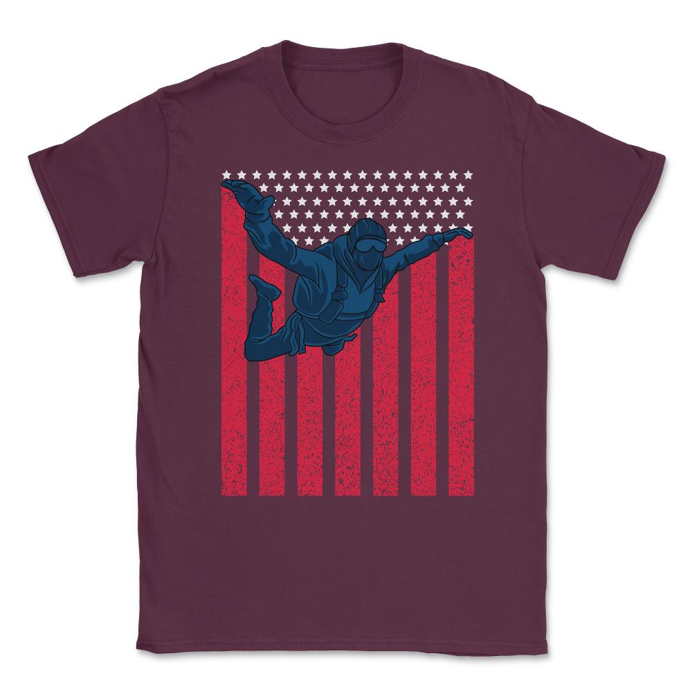 Patriotic Skydiver US American Flag Grunge Distressed graphic Unisex - Maroon
