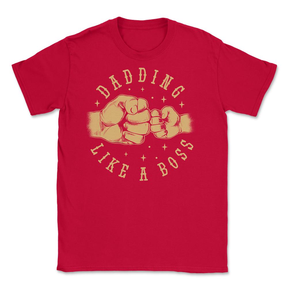 Dadding like a Boss Funny Father & Son Bump Fists Quote design Unisex - Red