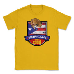Boricua como el Coquí & Puerto Rico Flag T-Shirt  Unisex T-Shirt - Gold