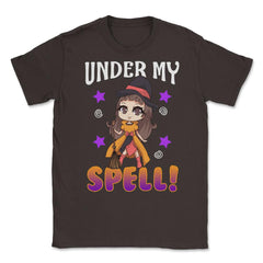 Under my Spell Cute & Funny Halloween Witch Unisex T-Shirt - Brown
