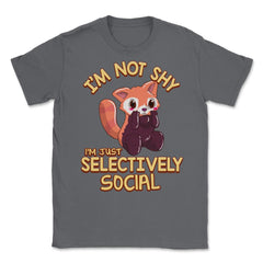 Kawaii Red Panda I’m Not Shy I’m Selectively Social Meme graphic - Smoke Grey