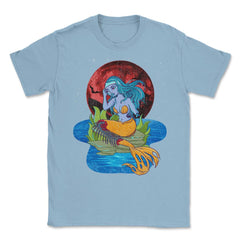 Zombie Mermaid Funny Halloween Trick or Treat Gift Unisex T-Shirt - Light Blue