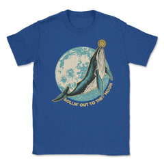 Bitcoin Rollin’ Out to the Moon Whale Theme For Crypto Fans graphic - Royal Blue
