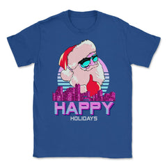 Vaporwave Santa XMAS Funny Humor Happy Holidays Unisex T-Shirt - Royal Blue