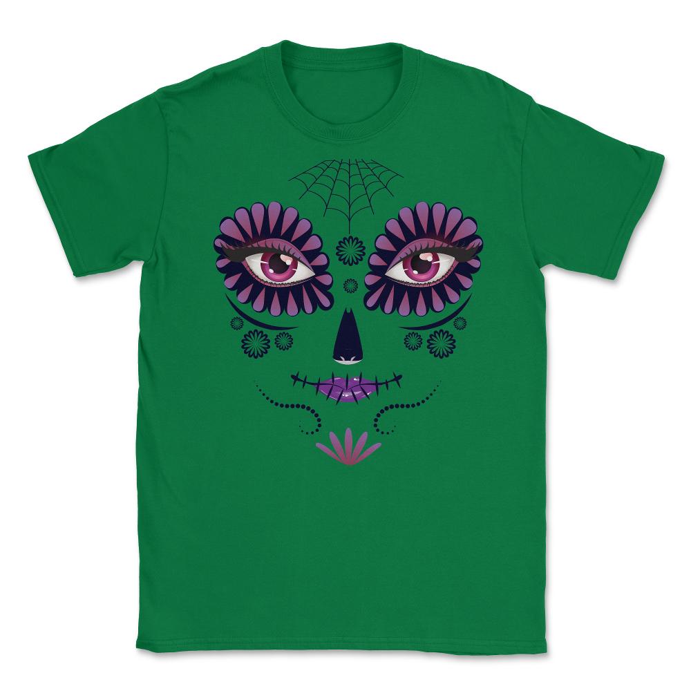 Day of the death girl face T Shirt Costume Tee Unisex T-Shirt - Green