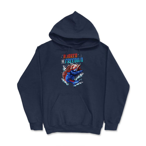 Hooked on Freedom for American fishing lover Gift graphic Hoodie - Navy