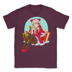 Christmas Anime Girl Unisex T-Shirt - Maroon