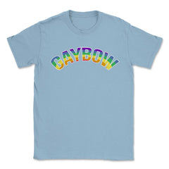 Gaybow Rainbow Word Art Gay Pride t-shirt Shirt Tee Gift Unisex - Light Blue