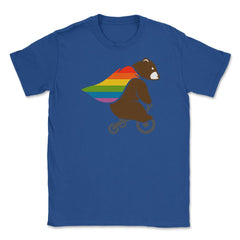 Rainbow Flag Bear Hero Gay Pride print Unisex T-Shirt - Royal Blue