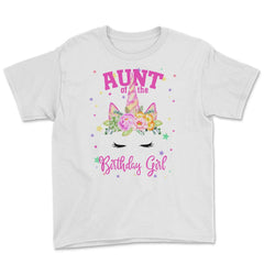 Aunt of the Birthday Girl! Unicorn Face Theme Gift design Youth Tee - White
