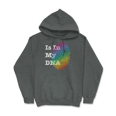 Is In My DNA Rainbow Flag Gay Pride Fingerprint Design graphic Hoodie - Dark Grey Heather