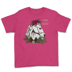 Christmas Horse Merry and Bright Equine T-Shirt Tee Gift Youth Tee - Heliconia
