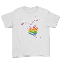 Rainbow Flag Kiss Gay Pride product Youth Tee - White