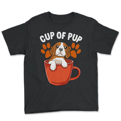 Beagle Cup of Pup Cute Funny Puppy design - Youth Tee - Black