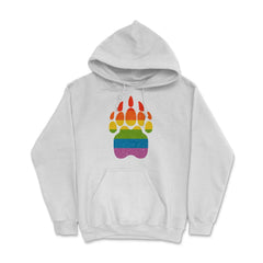 Bear Rainbow Flag Paw Gay Pride design Hoodie - White