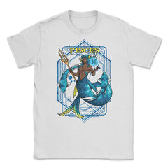 Pisces Zodiac Sign Warrior Anime Style Merman print Unisex T-Shirt - White