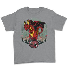Dragon Sitting On A Dice Mythical Creature For Fantasy Fans design - Grey Heather