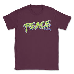 Peace Vibes Only Words Colorful Peace Day Design print Unisex T-Shirt - Maroon